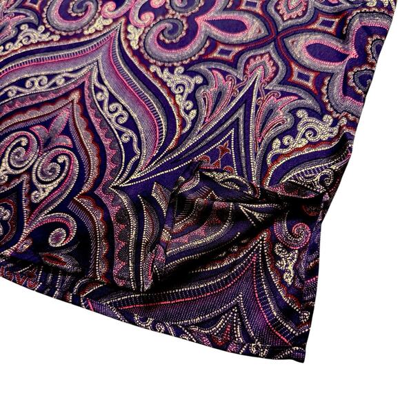 Chico’s Womens Plus Long Sleeve Pleat Scroll Satin Blouse Purple Lotus Petal XXL - Picture 9 of 15